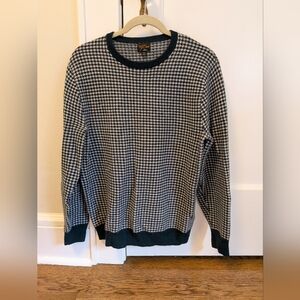 EUC J. Crew Men's 100% Cashmere Dark Green Houndstooth Crewneck Sweater